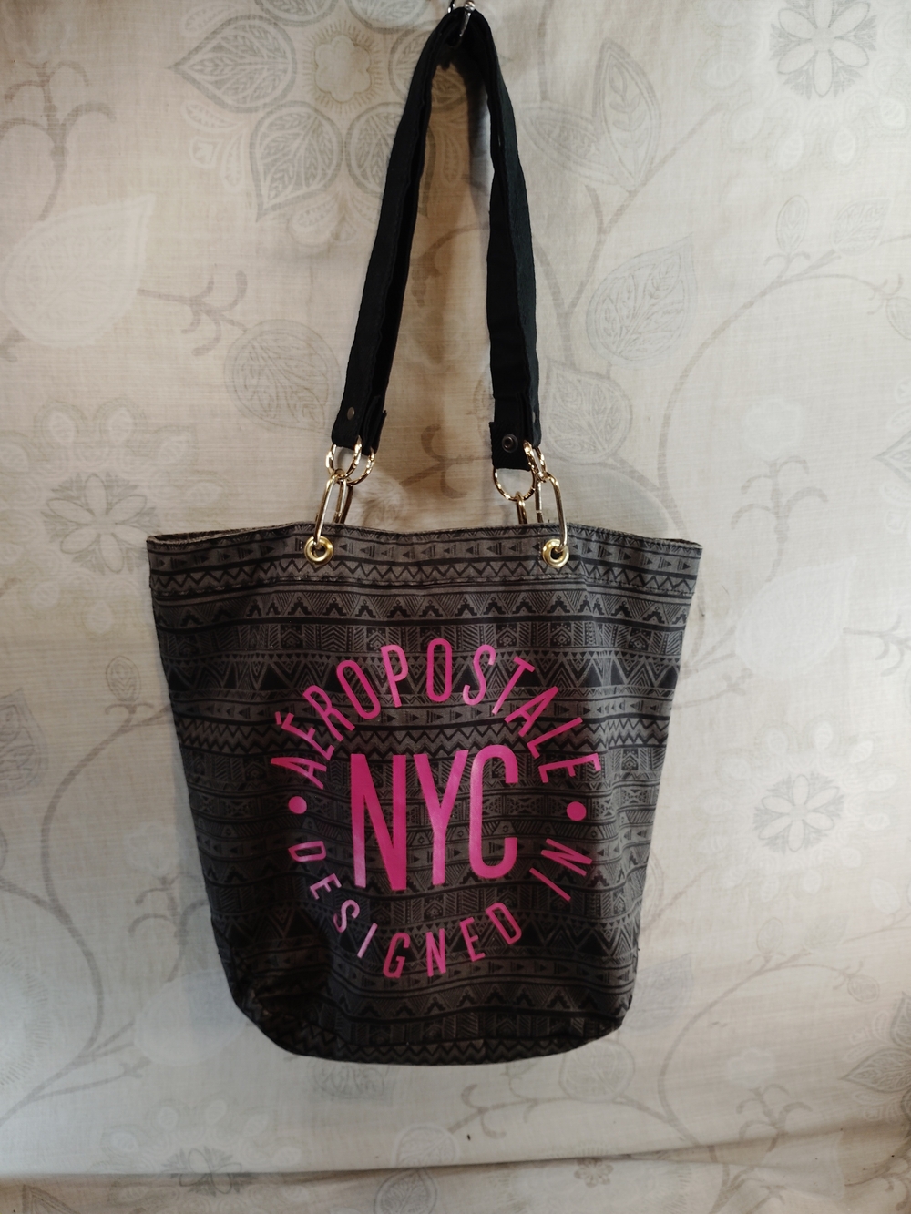 Aeropostale NYC Black Tote Bag with Pink Logo